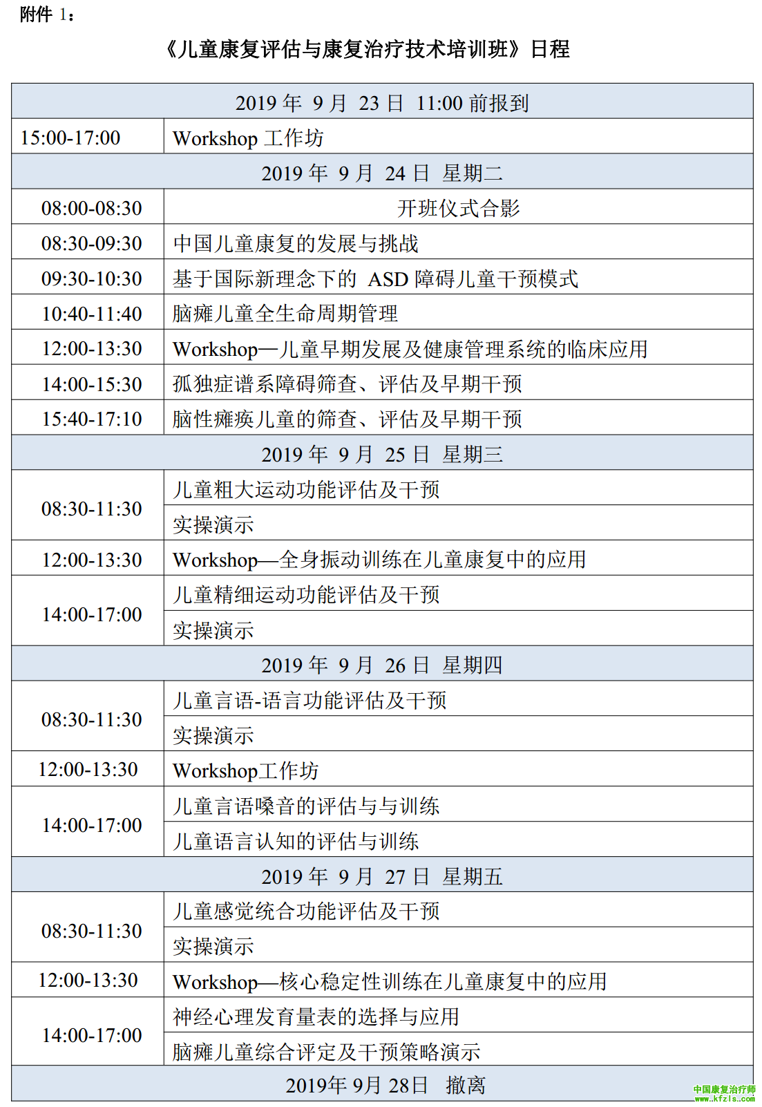 儿童康复评估与康复治疗技术培训班