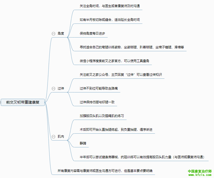 前叉重建康复思维导图 