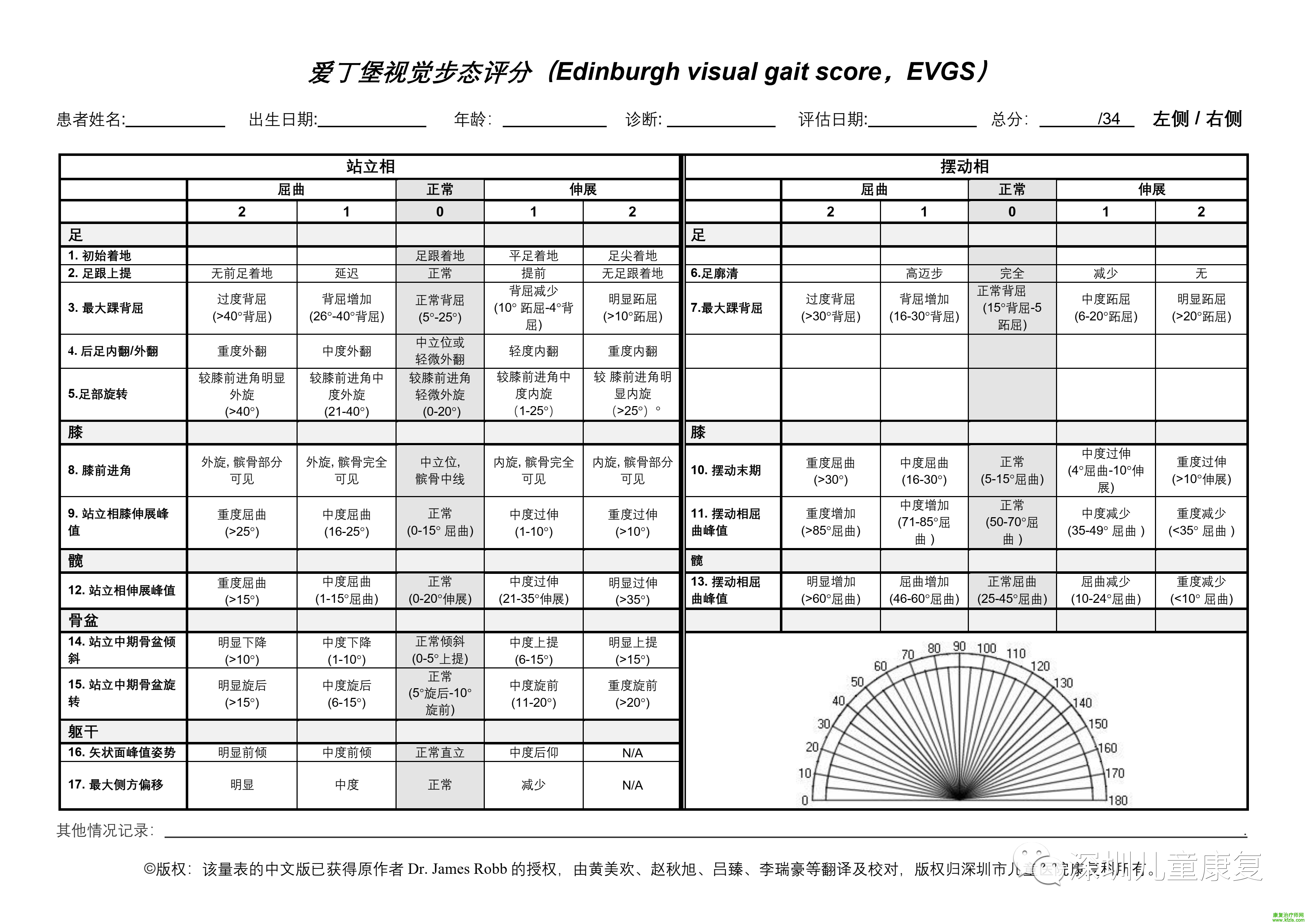 爱丁堡视觉步态评分